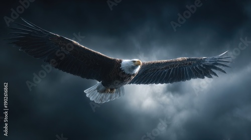 An American bald eagle soaring through time portals carrying the Constitution in its talons, glowing freedom energy, 8k, realistic, full ultra HD, high resolution, cinematic photography