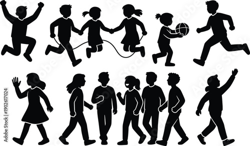 Children playing and running together in joyful outdoor activity