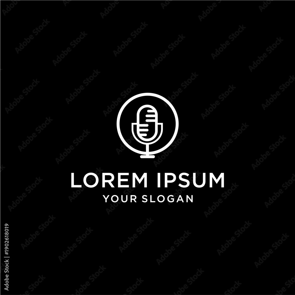 Obraz premium Microphone Icon Logo Design Template.