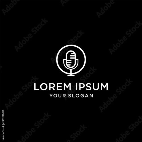 Microphone Icon Logo Design Template.