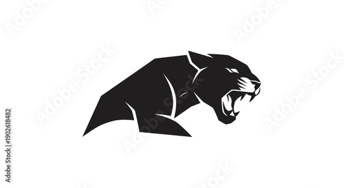 Black panther silhouette on white background