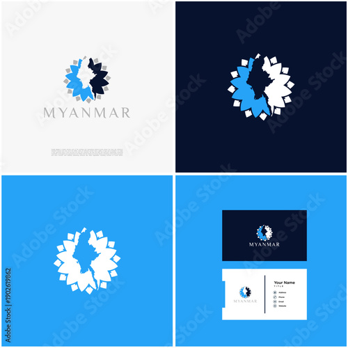Tableau sur toile Myanmar Logo Design Variations on Cards.