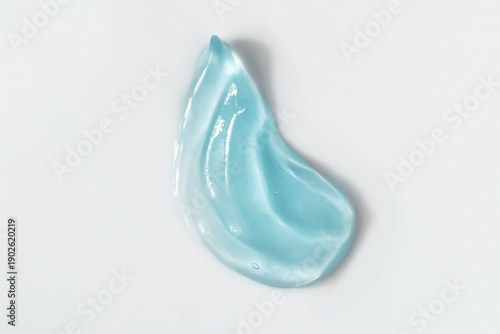 Blue close up cosmetic gel on a white background