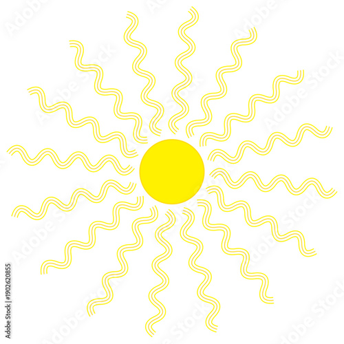 A yellow sun with sunrays - abstract