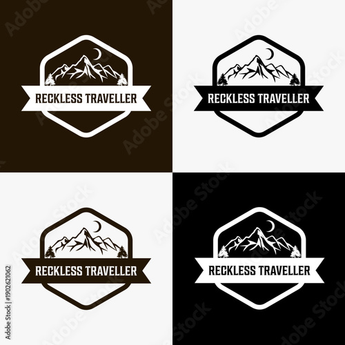 Reckless Traveller Mountain Logo Design Variations.