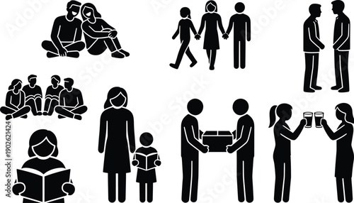 Diverse people engaging in various social activities together