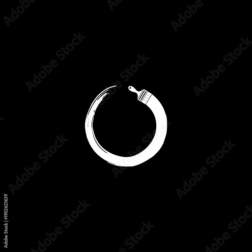 Silver Hoop Earring on Black Background.