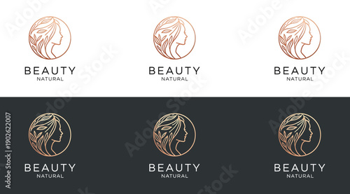 Beauty brand logo variations with circular emblems