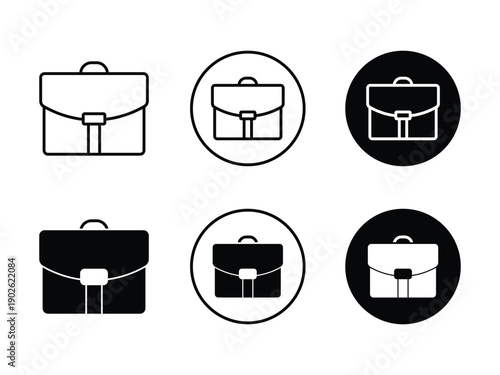 Briefcase Icon Set for Business and Professional Use. Briefcase icon outlined and solid. Investment Portfolio icon. Work job bag icon