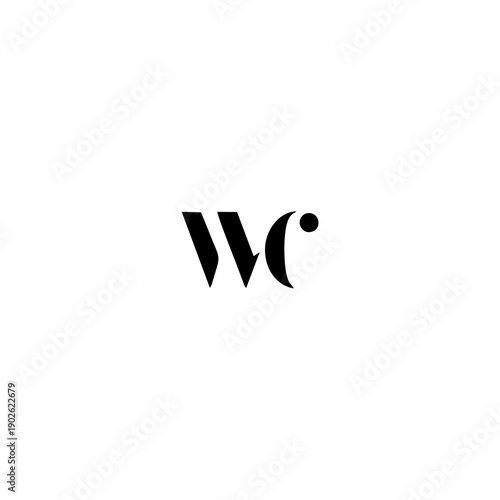 Stylized Black Monogram Initials WC Logo.