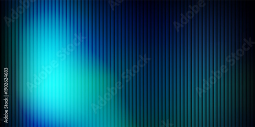 Futuristic neon texture with vibrant shades of blue wavy gradient and bright smooth fluted vertical lines. Bold dynamic design blending smooth tones and radiant colors and energy for modern visual art