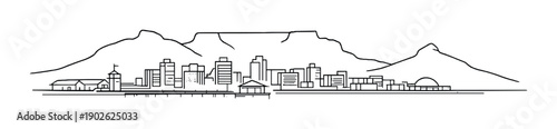 Minimalist silhouette of cape town skyline with table mountain
