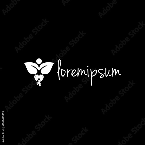 White Lorem Ipsum Logo on Black Background.
