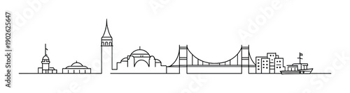 Minimalist skyline of istanbul silhouette on gradient background