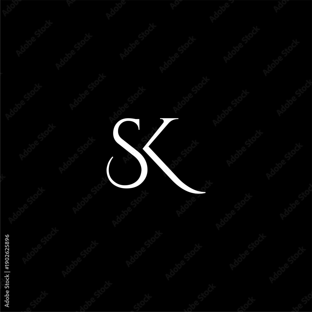 Obraz premium White SK Monogram Logo on Black.