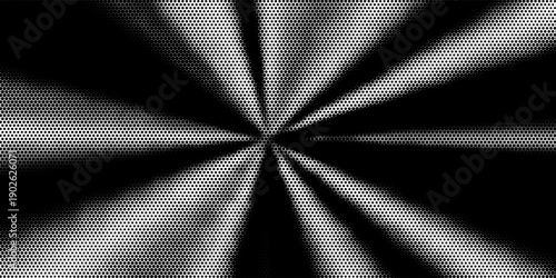 Black radial halftone circles. Dotted sound wave rings. Stippled epicenter, target, radar icon concept. Ripple concentric signal vibration element. Vector round dashed and dotted
