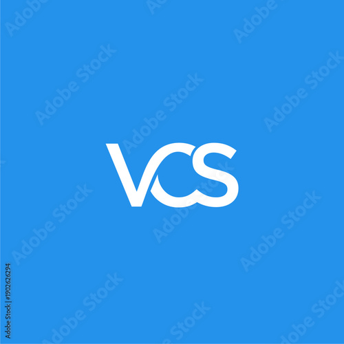 White VCS Logo on Blue Background.