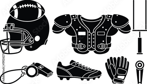 American Football Equipment Set with Helmet and Gear