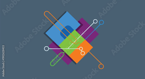 Colorful Paperclips Overlapping Squares.