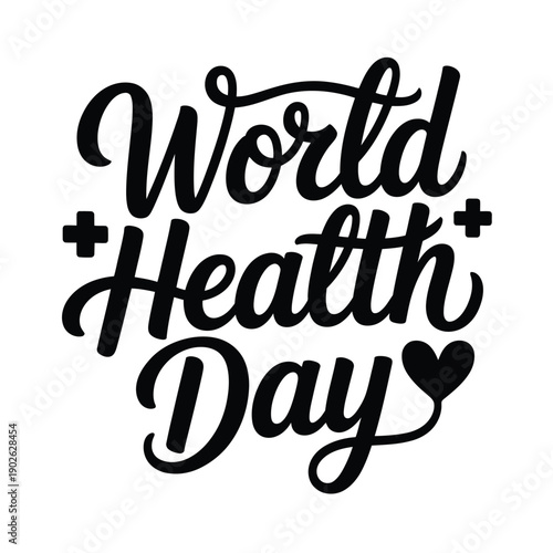 World Health Day awareness campaign text logo with heart symbol