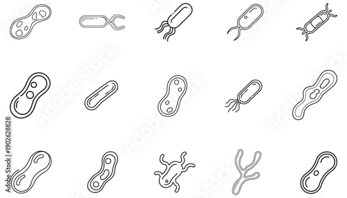 Collection of Bacteria and Microorganism Icons