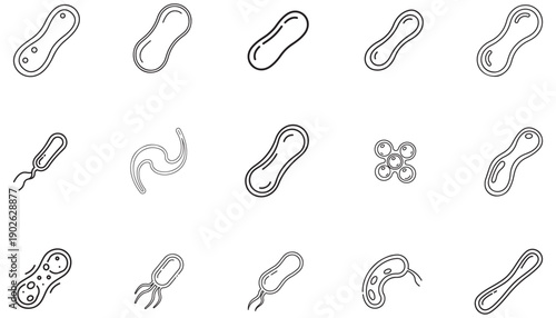 Microbiology Icons A Collection of Diverse Bacterial and Cellular Structures