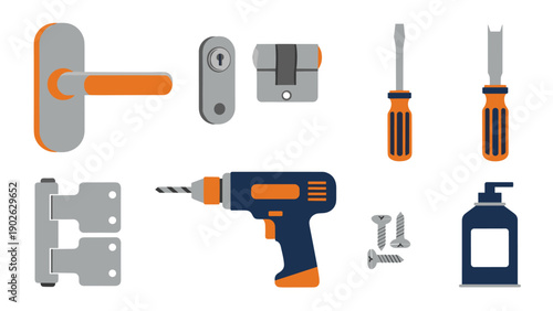 Home improvement tools set for diy projects in flat design
