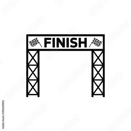 Black and white vector finish line sign with checkered flags