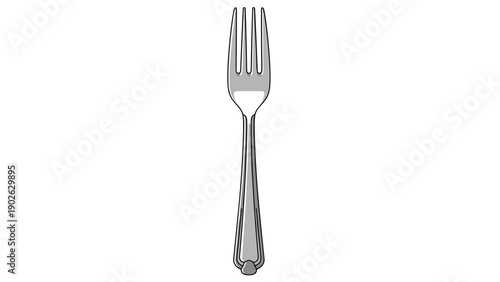 Classic cutlery: detailed stainless steel fork on white background