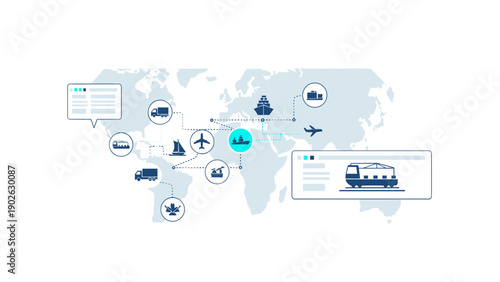 Global transportation network concept with diverse modes of transport