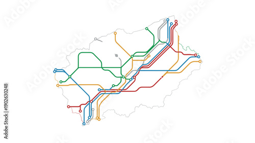 Detailed map with colorful lines representing an urban transit system