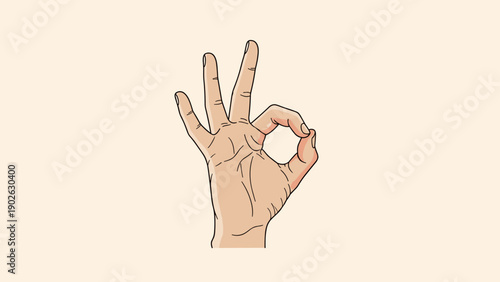 Hand gesture making an ok sign on light background