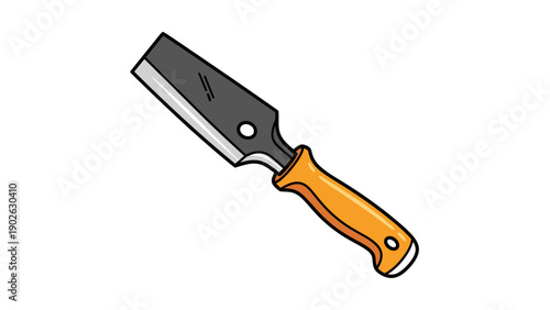 Handyman equipment: cartoon style hand saw with wooden handle