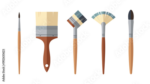 Artistic paint brushes collection in flat design for creative projects