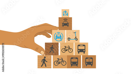 Building a sustainable future with mobility options using wooden blocks