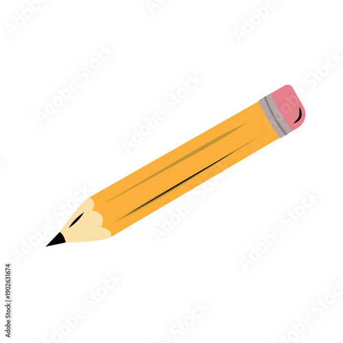 Vibrant yellow pencil with pink eraser for creative writing and drawing