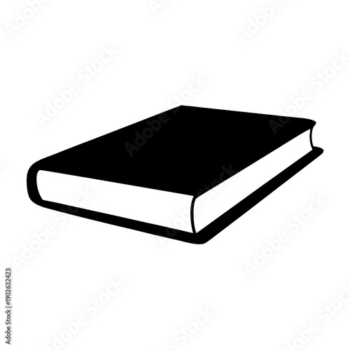 Monochrome illustration of a thick closed book lying on a flat surface