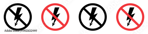 electrical hazard lightning warning flat icons