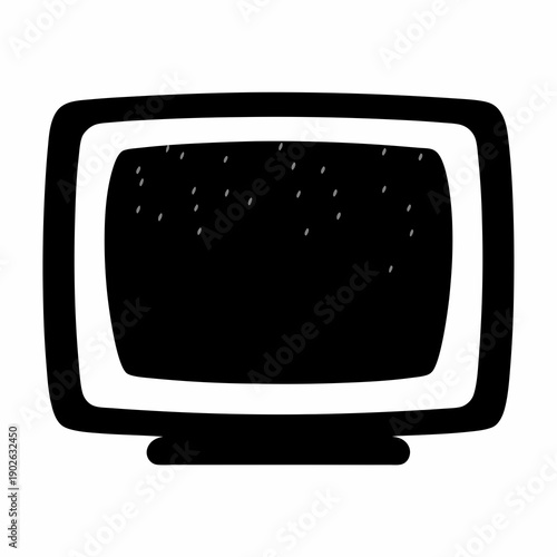 Stylized television set with thick borders and solid black screen area