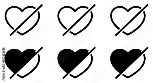 no heart dislike social icons