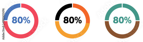 eighty percent badge vector icons set