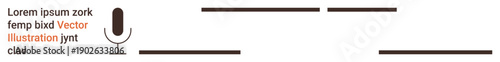 Audio recording, podcasting, communication, voice input, transcription, sound design. A microphone icon accompanied by placeholder text and lines. Audio recording and podcasting concept