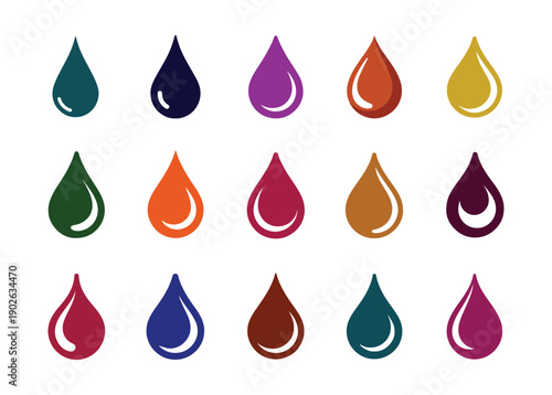 Colorful Liquid Drop Icon Set