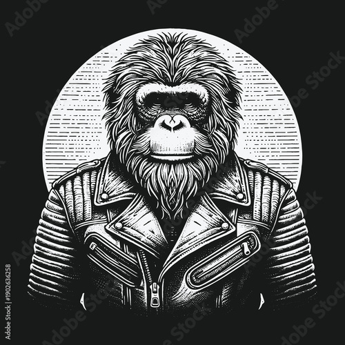 Biker Gorilla Illustration: A Bold Fusion of Primate and Style.