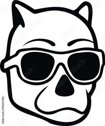 Cool animal skull outline illustration with sunglasses.