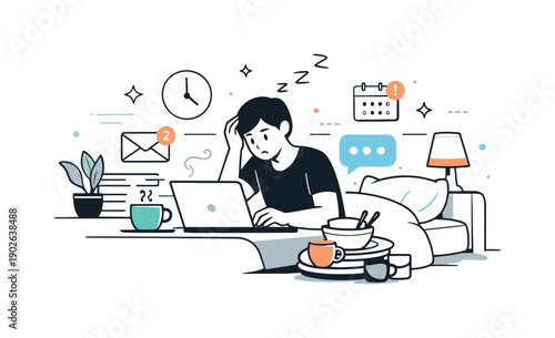 Work life boundary erosion. A person working l