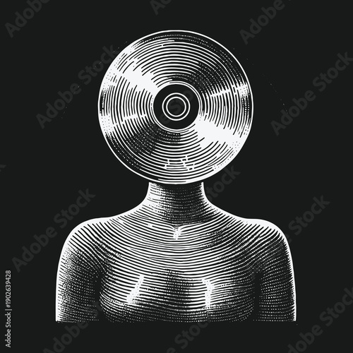 Vinyl Head: A Striking Visual Metaphor for Music and Identity.