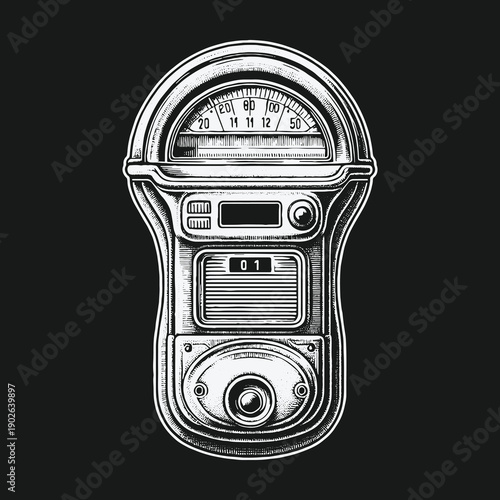 Vintage Parking Meter Illustration: A Timeless Symbol of Urban Life.