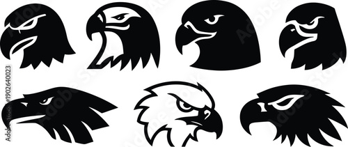 Set of eagle head icon minimal vector art illustration on a white background.

