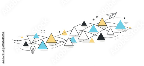 Geometric patterns. An abstract flow of triangles and lines creating gentle movement across the composition. Modern editorial mood with light